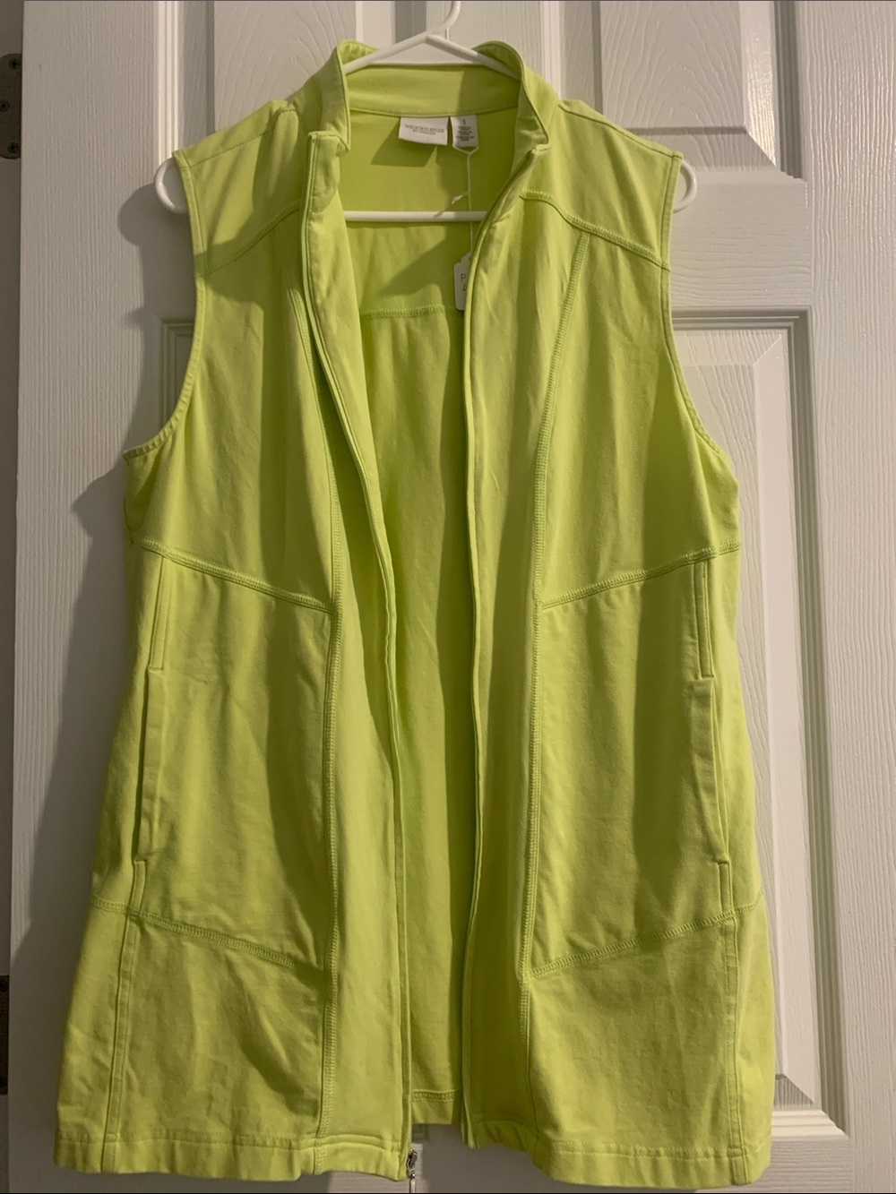 Chico's Neon Lime Sleeveless Zip-Front Vest